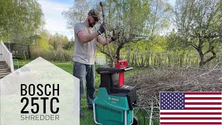 Bosch AXT 25 TC garden shredder test with lilac and review [upl. by Aldwin]