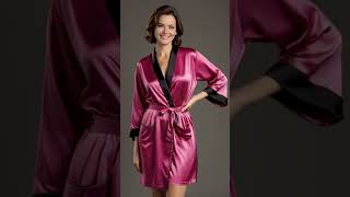 Pink amp Black Satin Robe style fashion beauty silk sleepwear [upl. by Eirrek]