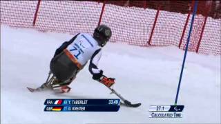 Georg Kreiter 1st run  Mens slalom sitting  Alpine skiing  Sochi 2014 Paralympics [upl. by Ecined]