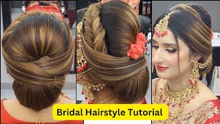 Best bridal hairstyle tutorial volumous bridal hairstylebridal bun hairstyle [upl. by Sotsirhc794]