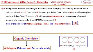 𝐐𝟏𝟎 Complete reaction of acetaldehyde with excess formaldehyde upon heating with conc NaOH soluti [upl. by Mufi]