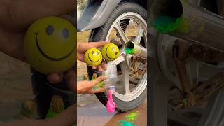 Bike Silencer vs holi colour 👍👍 funny emoji shortsviral automobile ytshorts [upl. by Yllus]