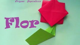 Origami  Papiroflexia Flor muy muy sencilla y fácil para hacer con los niños [upl. by Sean]