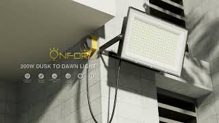 Onforu 200W Dusk to Dawn LED Flood Light with Remote [upl. by Mor]