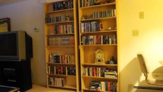 Electromechanical control of hidden bookcase door  Manual Open And Close [upl. by Ahsitel]