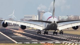 Emirates Airbus A380 Smooth Landing At Amsterdam HD [upl. by Asilrac]