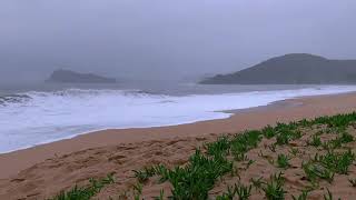 Ocean Waves Crashing at Stormy Beach w Sea Rain  Relaxing Sounds for Sleep amp Tinnitus Brown Noise [upl. by Gorges35]