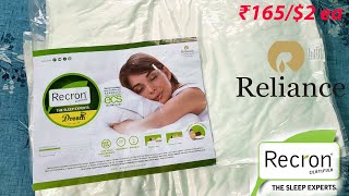 Reliance Recron Certified Dream Fibre Pillow 41X61Microfiber White2₹165 ea 4k unboxing [upl. by Watts]