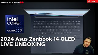 2024 Asus Zenbook 14 OLED Live Unboxing  Meteor Lake in the Studio [upl. by Agler]