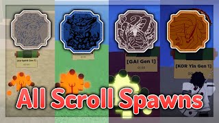 LOCATIONS ALL Generation 1 Tailed Spirit Boss Scroll Spawn Locations  Shindo Life [upl. by Nnyllaf]