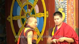 Bhutanese monks visit Trashigang dzong in Bhutan [upl. by Terhune597]