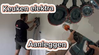 Elektra aanleggen voor een nieuwe keuken  Elektricien  Elektrotechniek [upl. by Gonroff]