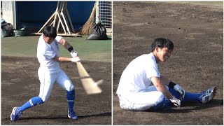 田中幹也の連ティーを井上監督が大絶賛！『キレがある！120点！』最後の連続40スイングを終え座り込む田中（2024年2月15日） [upl. by Ez]