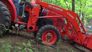 48 Kubota Power Mowing Trail Moving Dirt Digging Stumps [upl. by Nylyoj733]