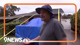 Man Straps Down His Home as Milton Arrives in Florida [upl. by Atteuqahc]