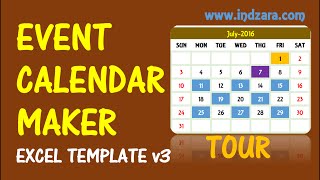 Event Calendar Maker  Excel Template  v3  Tour [upl. by Lisk]