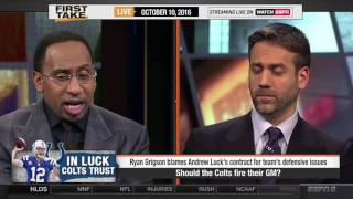 ESPN First Take  Stephen A Smith Rips Ryan Grigson Over Andrew Luck [upl. by Farrow969]