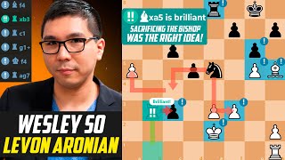 Wesley So DOMINATES Levon Aronian with Brilliant Bishop Sacrifice [upl. by Neelrac]