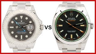 ▶ Rolex YachtMaster 40 vs Milgauss 40mm  WATCH COMPARISON [upl. by Butte613]