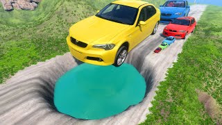 Big amp Small Cars vs Giant Pit X Big amp Small Police Cars X Deep Water 😱 BeamNGdrive  Impala Beamng [upl. by Nautna679]