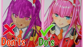 Donts vs Dos How to color Anime Girl Drawing  COPIC OHUHU TOUCH FIVE [upl. by Anairb706]