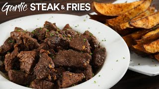 The GREATEST Filet Mignon Garlic STEAK Bites amp FRIES I ever made [upl. by Lira]