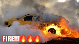 I SET MY TRUCK ON FIRE DOING A MASSIVE BURNOUT [upl. by Paget]