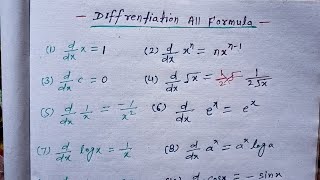 differentiation all formula ।। अवकलन सूत्र।। rnstudy100 [upl. by Pyszka]