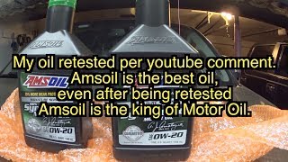 Amsoil oil is retested per youtube comment Amsoil is the best motor oil  lab results dont lie [upl. by Eimmat]