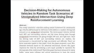 Decision Making for Autonomous Vehicles in Random Task Scenarios at Unsignalized Intersection Using [upl. by Demah208]