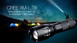 CREE XML T6 1LED 3800LM 5 Modes Zoom LED Flashlight Torch Light [upl. by Olsewski]