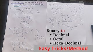 Shortcut methodtricks  Binary to decimal octal amp hexadecimal conversionHindi number system [upl. by Esylle195]