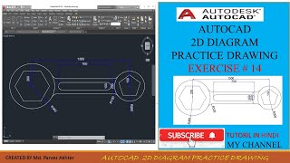 AutoCAD 2D Drafting Diagram Exercise14Basic to Advance Tutorial for beginner in Hindi AutoCAD2021 [upl. by Mayda]