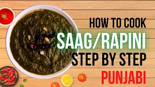 How to cook SaagRapini  Canadian Saag  Easy Step by step guide in Punjabi [upl. by Attelliw]