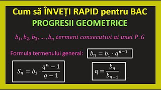 Cum sa iei bacul la mate progresii geometrice bac suma ratie formule clasa 9Invata Matematica Usor [upl. by Ailat]