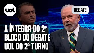 Debate UOL Veja a íntegra do segundo bloco de Lula x Bolsonaro no debate do segundo turno [upl. by Hendrickson]