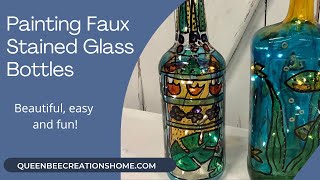 Painting Faux Stained Glass Bottles [upl. by Nanreit]