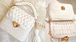 👜حقيبةكروشية تريند بغرزة البافالضفيرةسهلة جدا للمبتدئين how make azigzagbag crocheted Baf stitch [upl. by Tanney]