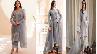 Grey dress design 2024 Beautiful ideas design latest dress design Slz shanaban liauqat [upl. by Oinotnaesoj]