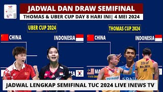 Jadwal Semifinal Thomas Uber Cup 2024 Thomas Indonesia vs C Taipei Uber Indonesia vs Thailand [upl. by Nero]