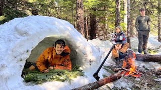 Camping overnight in a Winter Survival Dugout Shelter [upl. by Oliana]