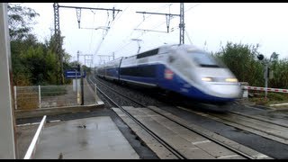 Double duplex TGV at a railroad crossing at [upl. by Madigan]