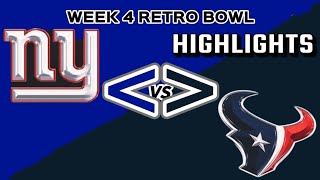 Giants vs Texans Week 4 Retro Bowl  Game Highlights [upl. by Nahtanhoj]