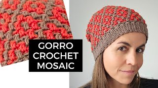 GORRO MOSAIC CROCHET cómo tejer gorro super fácil a ganchillo en 2 colores  Ahuyama Crochet [upl. by Edwyna]