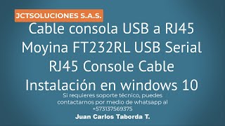 Cable consola USB a RJ45 Moyina FT232RL USB Serial RJ45 Console Cable [upl. by Enneite]