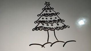 how to draw Christmas tree with 3 numbereasy Christmas tree drawing [upl. by Merci558]