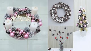 10 Christmas Decoration Ideas at Home using Pine Cones Christmas 2022 [upl. by Driscoll]