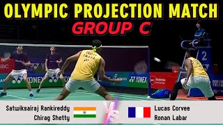 GROUP C OLYMPIC PROJECTION MATCH  Satwiksairaj RankireddyChirag Shetty VS Lucas CorveeRonan Labar [upl. by Harrat]