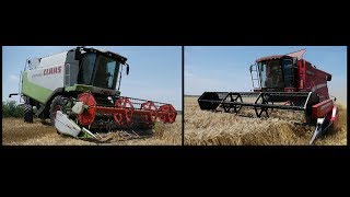 Harvesting wheat 2017 Claas Lexion 510 amp Laverda 205 REV Getreideernte 2017 [upl. by Gulick]