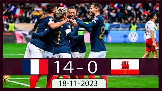 France vs Gibraltar 140  🔥 2024 Euro Qualifiers  Highlights and All Goals 2023 [upl. by Eiduam]